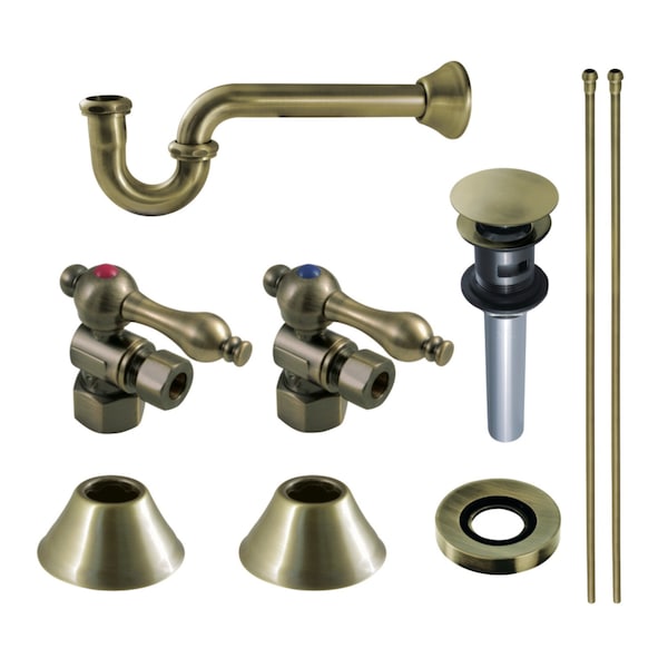 Kingston Brass CC43103VOKB30 Plumbing Sink Trim Kit with P-Trap and Overflow Drain, Antique Brass CC43103VOKB30 - main